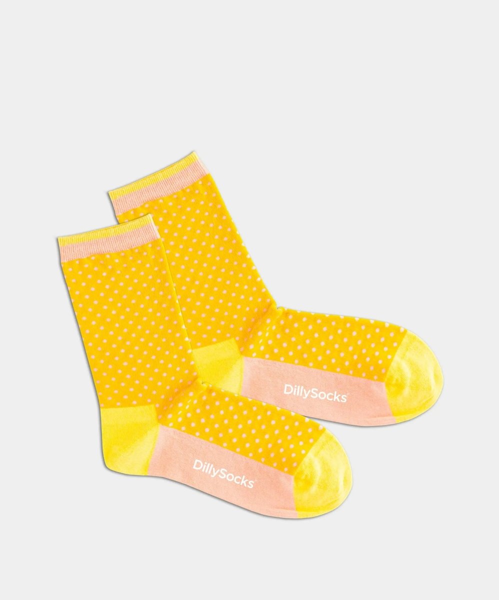 - Damensocken in Gelb mit Punkte Motiv/Muster - Damensocken in Gelb mit Punkte Motiv/Muster von DillySocks