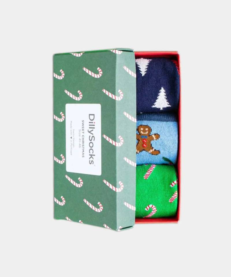 - Socken-Geschenkbox in Blau Grün mit Weihnachten Motiv/Muster von DillySocks