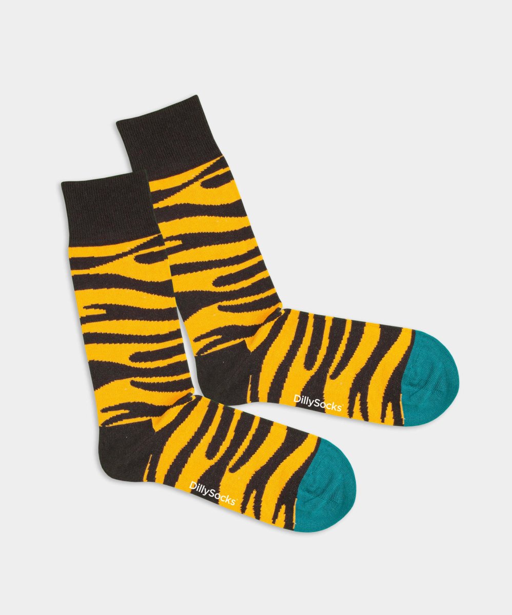 - Socken in Gelb mit Tier Katze Motiv/Muster - Socken in Gelb mit Tier Katze Motiv/Muster von DillySocks