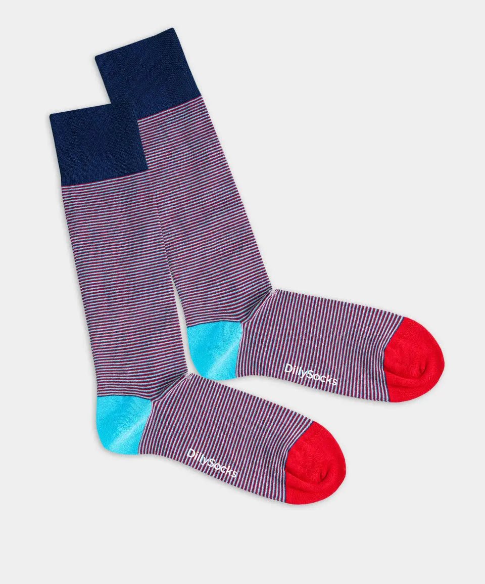 - Herrensocken in Blau mit Streifen Motiv/Muster - Herrensocken in Blau mit Streifen Motiv/Muster von DillySocks