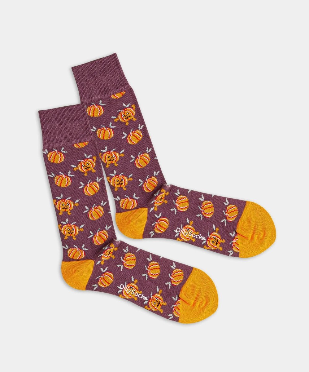 - Socken in Violett mit Halloween Essen Motiv/Muster von DillySocks