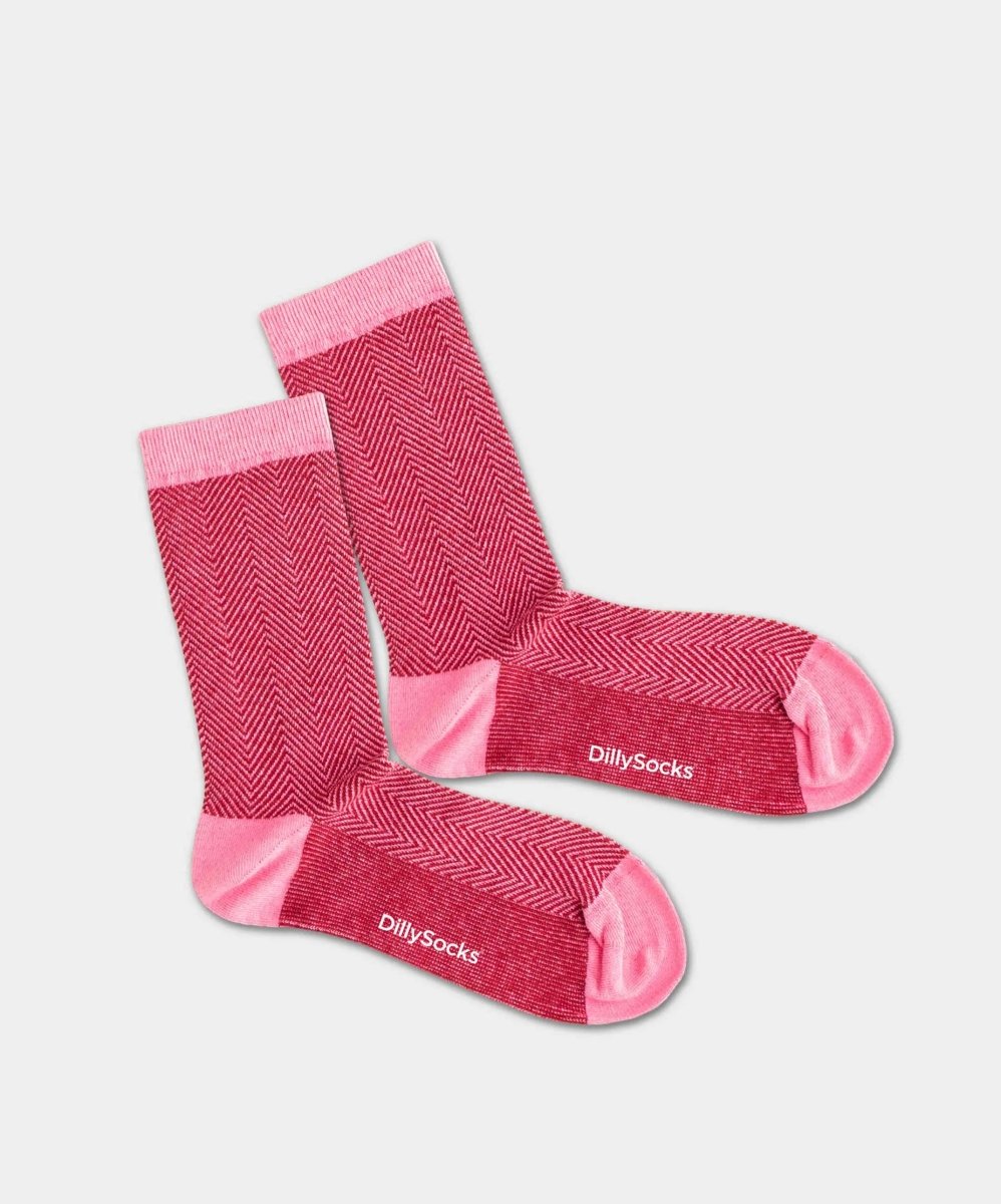 - Damensocken in Rosa mit Streifen Motiv/Muster - Damensocken in Rosa mit Streifen Motiv/Muster von DillySocks