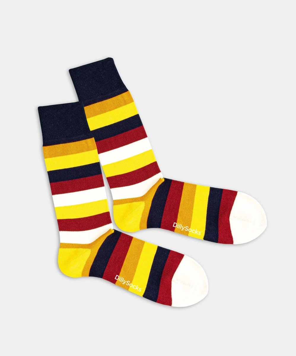 - Socken in Gelb Braun mit Streifen Motiv/Muster - Socken in Gelb Braun mit Streifen Motiv/Muster von DillySocks