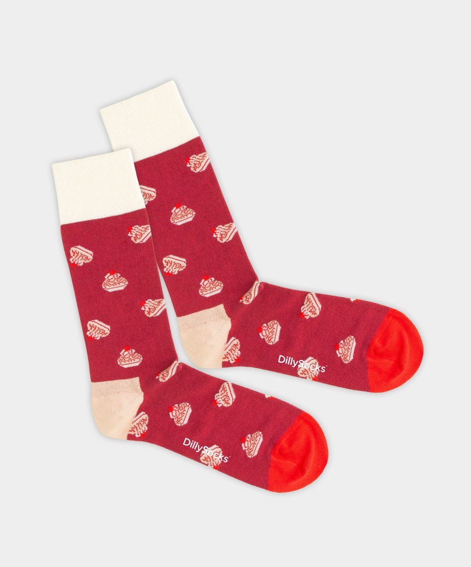 - Socken in Rot mit Essen Motiv/Muster - Socken in Rot mit Essen Motiv/Muster von DillySocks