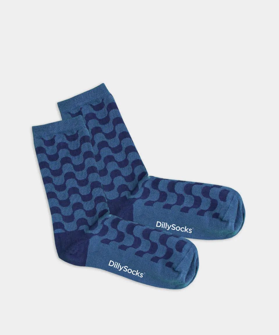 - Damensocken in Blau mit Streifen Motiv/Muster - Damensocken in Blau mit Streifen Motiv/Muster von DillySocks