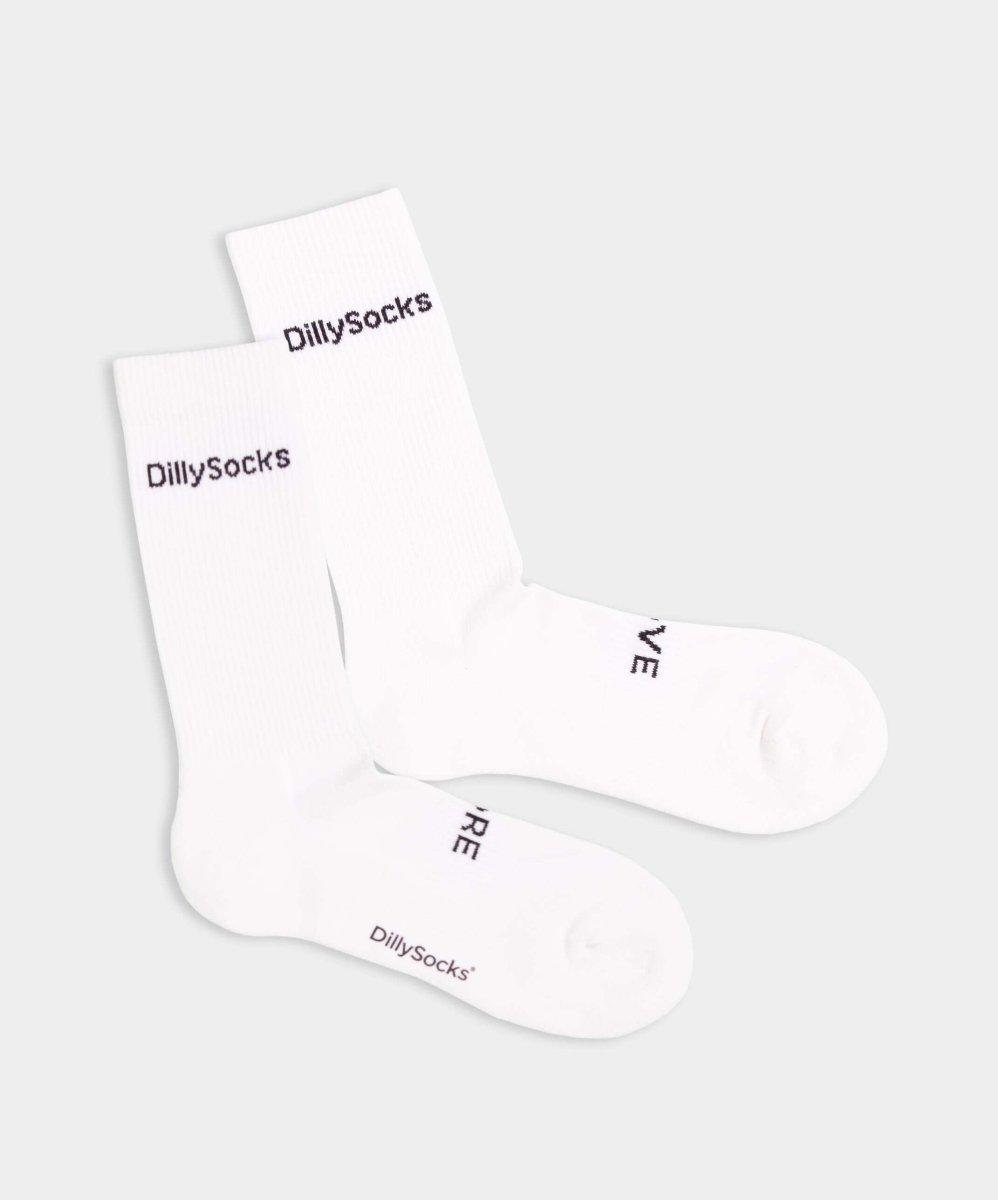 - Socken in Weiss mit Schriftzug Motiv/Muster - Socken in Weiss mit Schriftzug Motiv/Muster von DillySocks