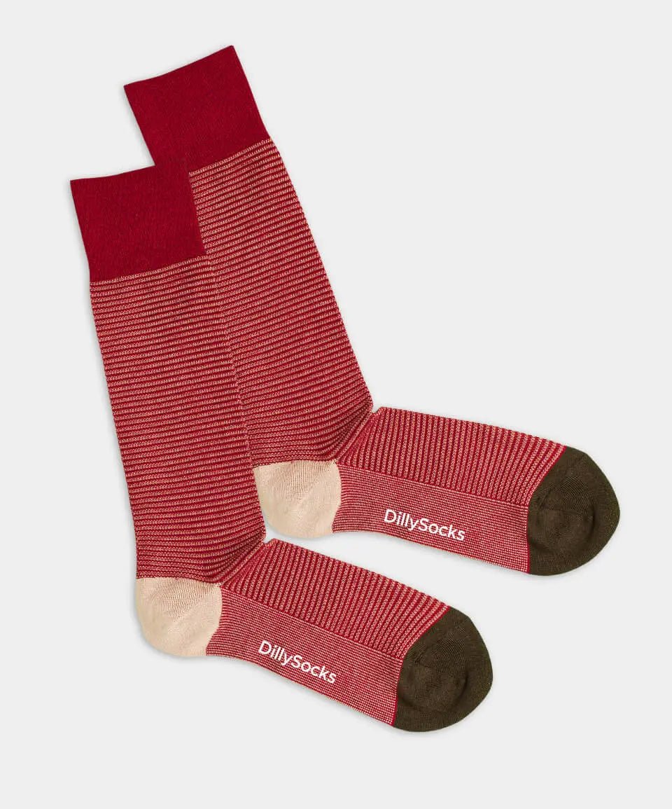 - Herrensocken in Rot mit Streifen Motiv/Muster - Herrensocken in Rot mit Streifen Motiv/Muster von DillySocks