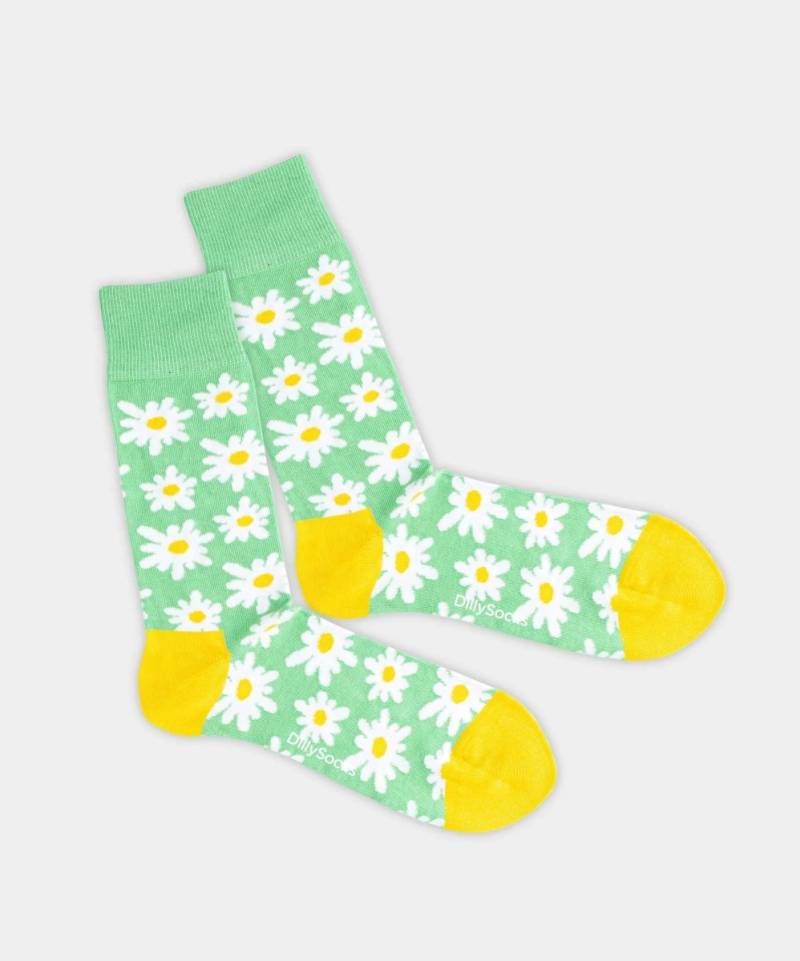 - Socken in Grün mit Blumen Motiv/Muster von DillySocks