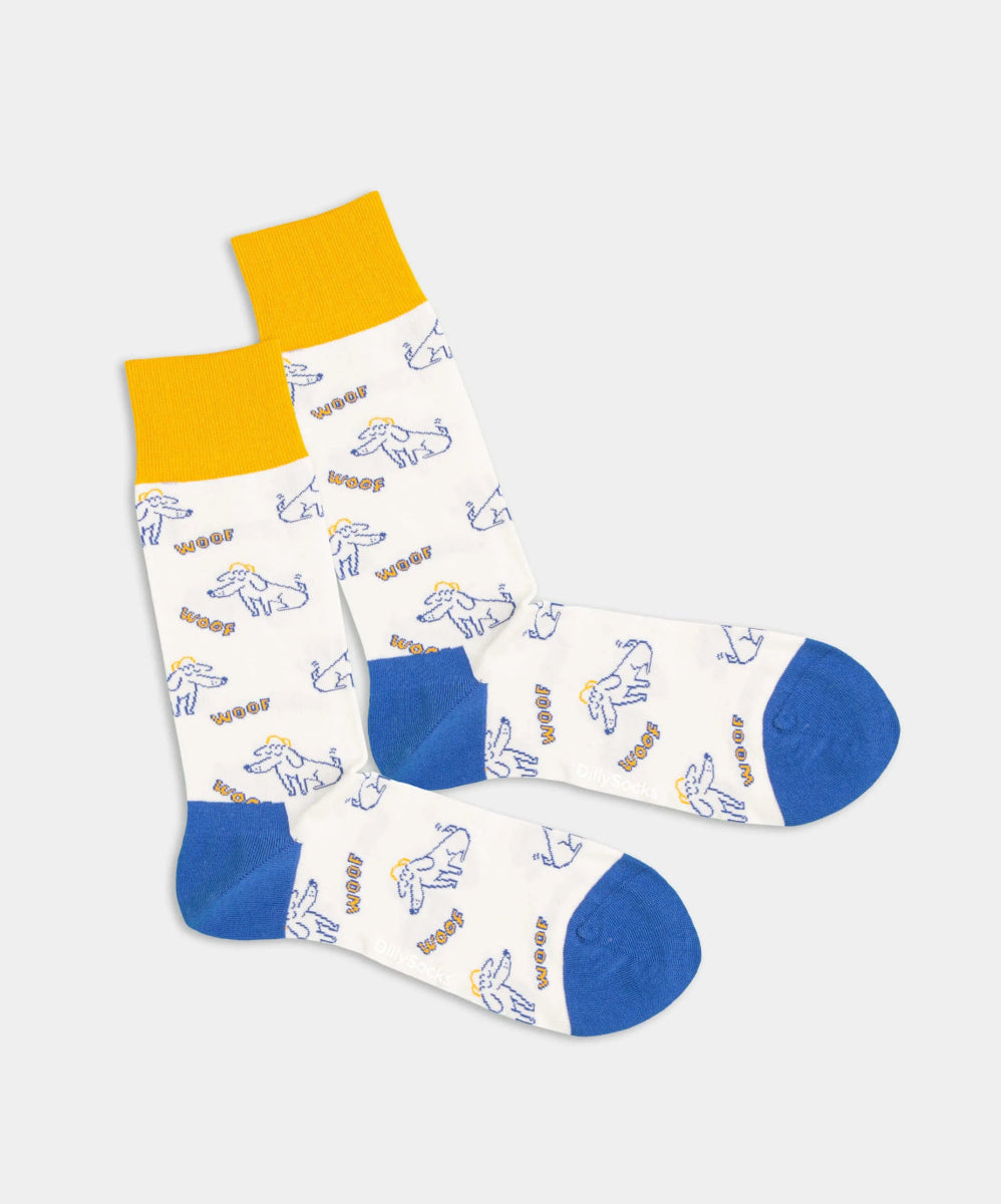 - Socken in Weiss mit Hund Tier Motiv/Muster - Socken in Weiss mit Hund Tier Motiv/Muster von DillySocks