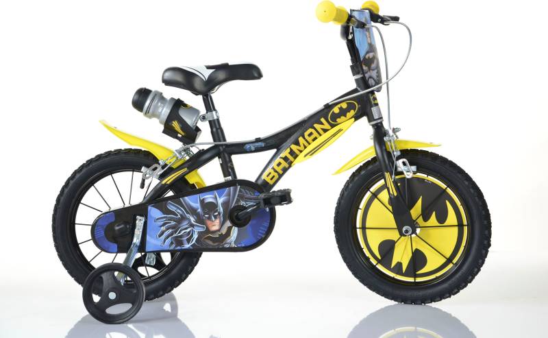 Dino Kinderfahrrad »Batman«, 1 Gang, mit Stützrädern, Trinkflasche und Frontschild von Dino