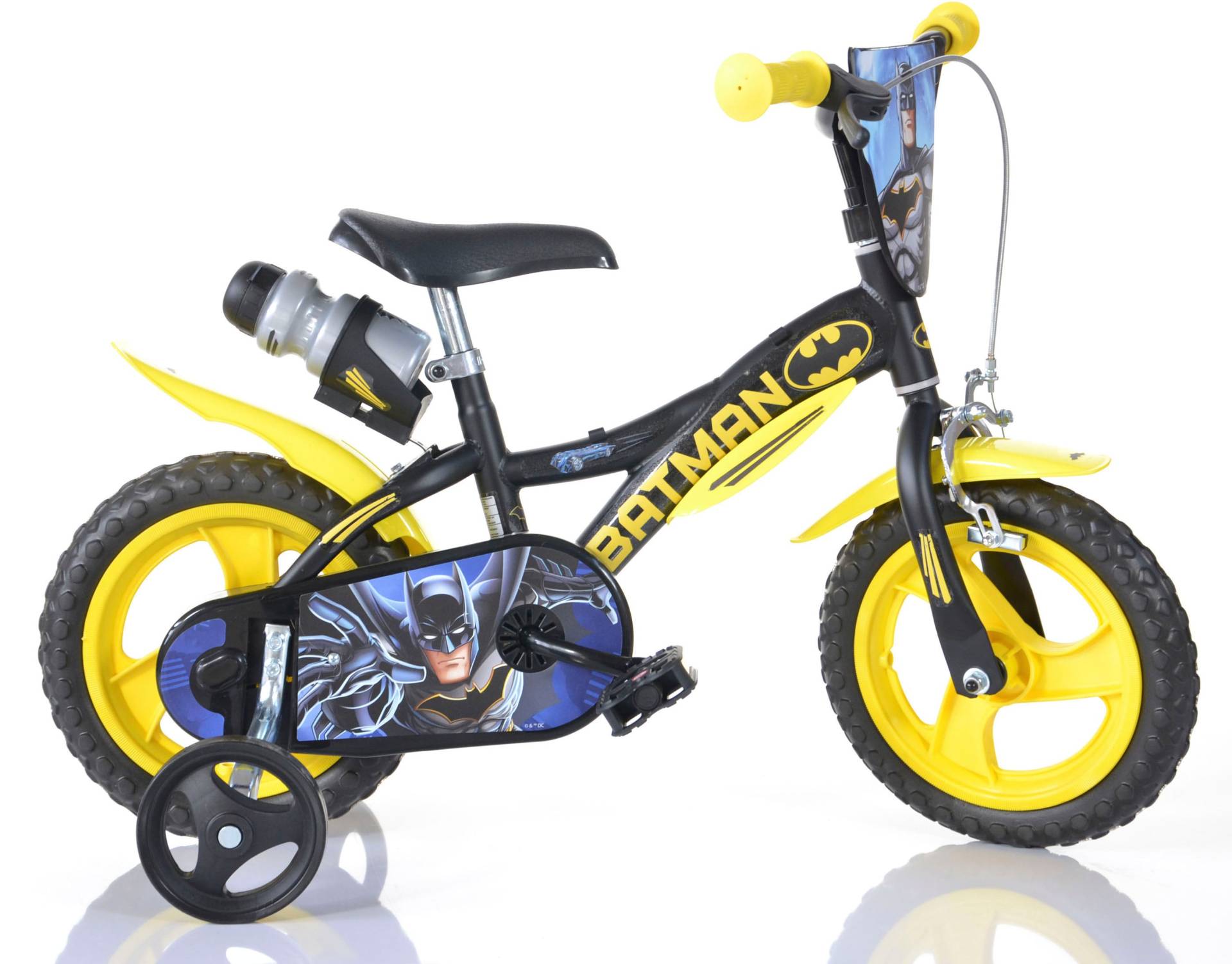 Dino Kinderfahrrad »Batman 12 Zoll«, 1 Gang, mit Stützrädern, Trinkflasche und Frontschild von Dino