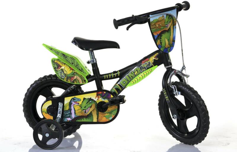 Dino Kinderfahrrad »Dinosaurier T-Rex 12 Zoll«, 1 Gang, mit Stützrädern, Frontschild und coolen Schutzblechen von Dino