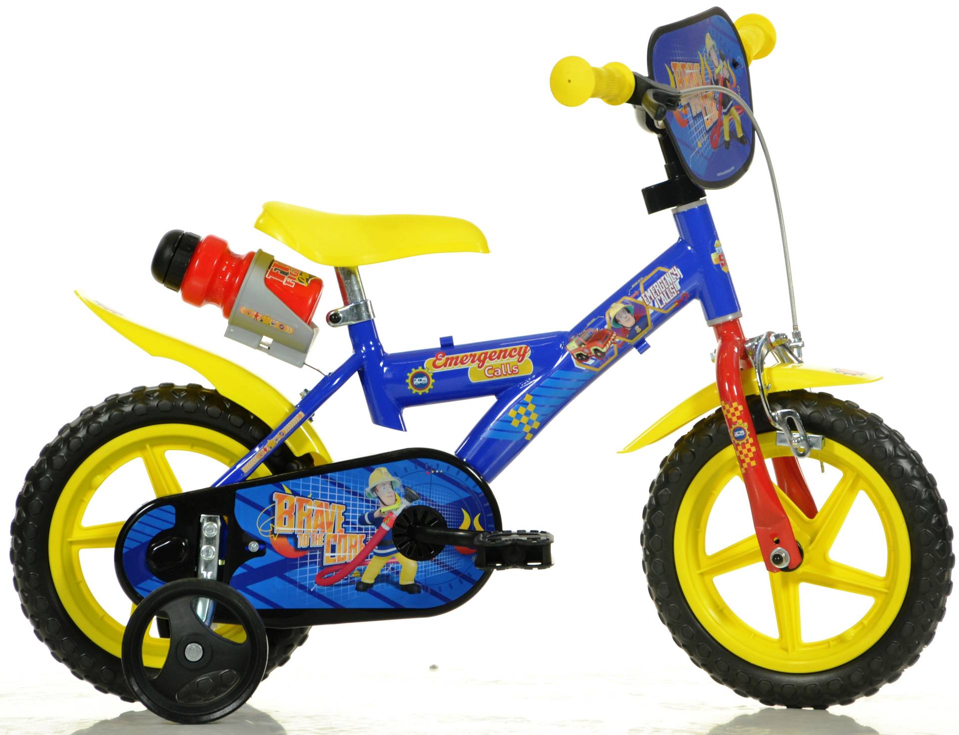 Dino Kinderfahrrad »Feuerwehrmann Sam 12 Zoll«, 1 Gang, mit Stützrädern, Trinkflasche und Frontschild von Dino