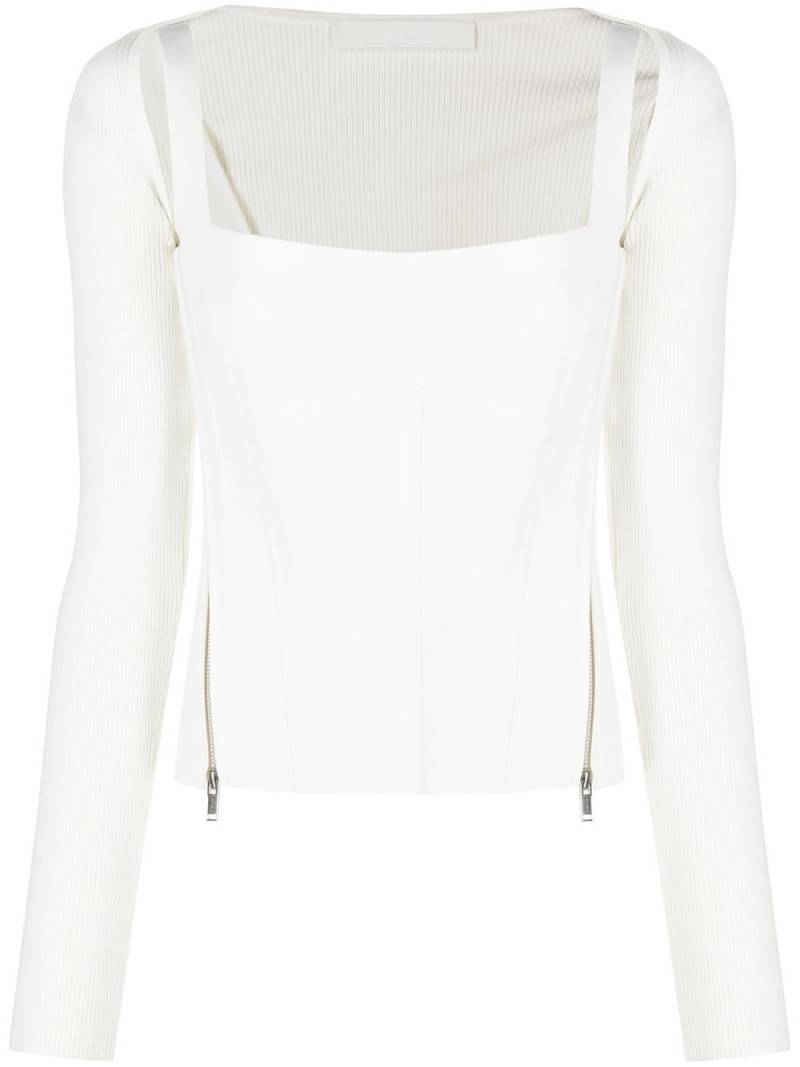 Dion Lee Moto zip-up corset top - White von Dion Lee