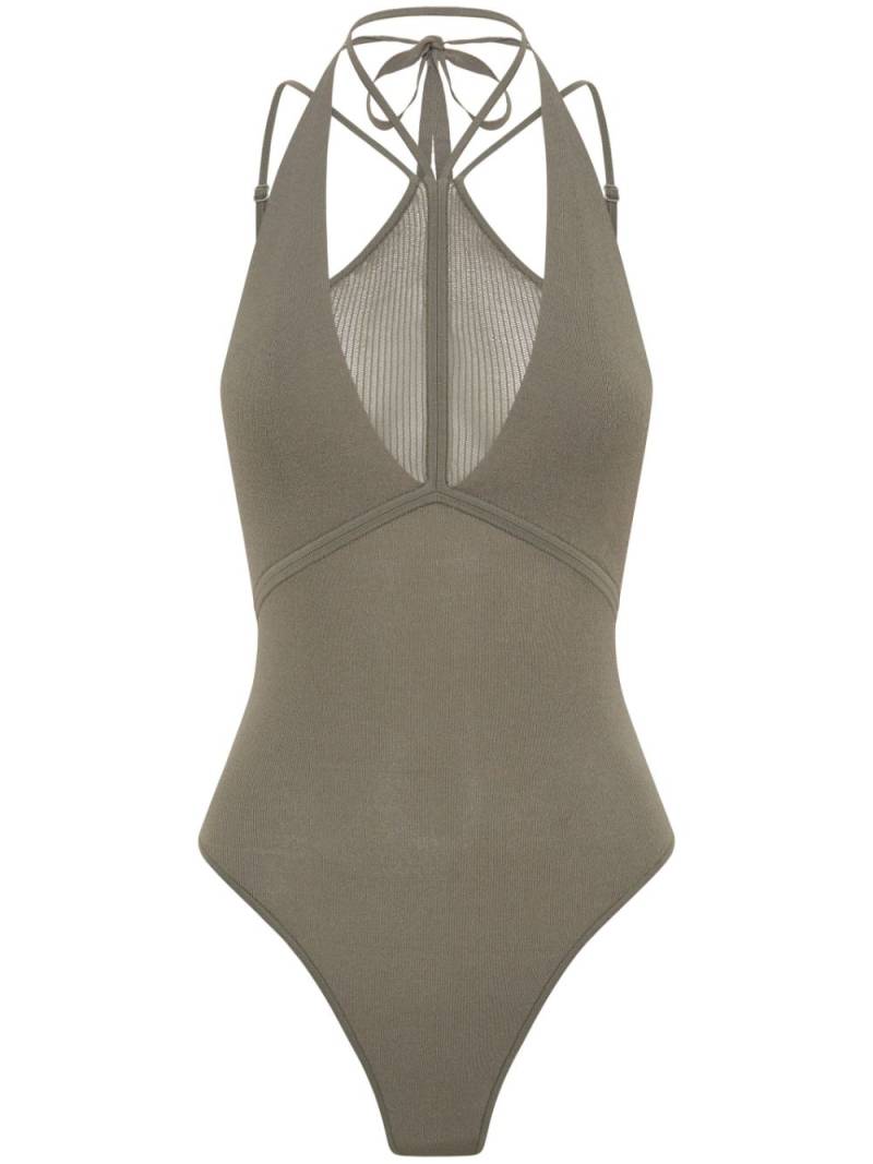 Dion Lee halterneck-fastening mesh bodysuit - Grey von Dion Lee