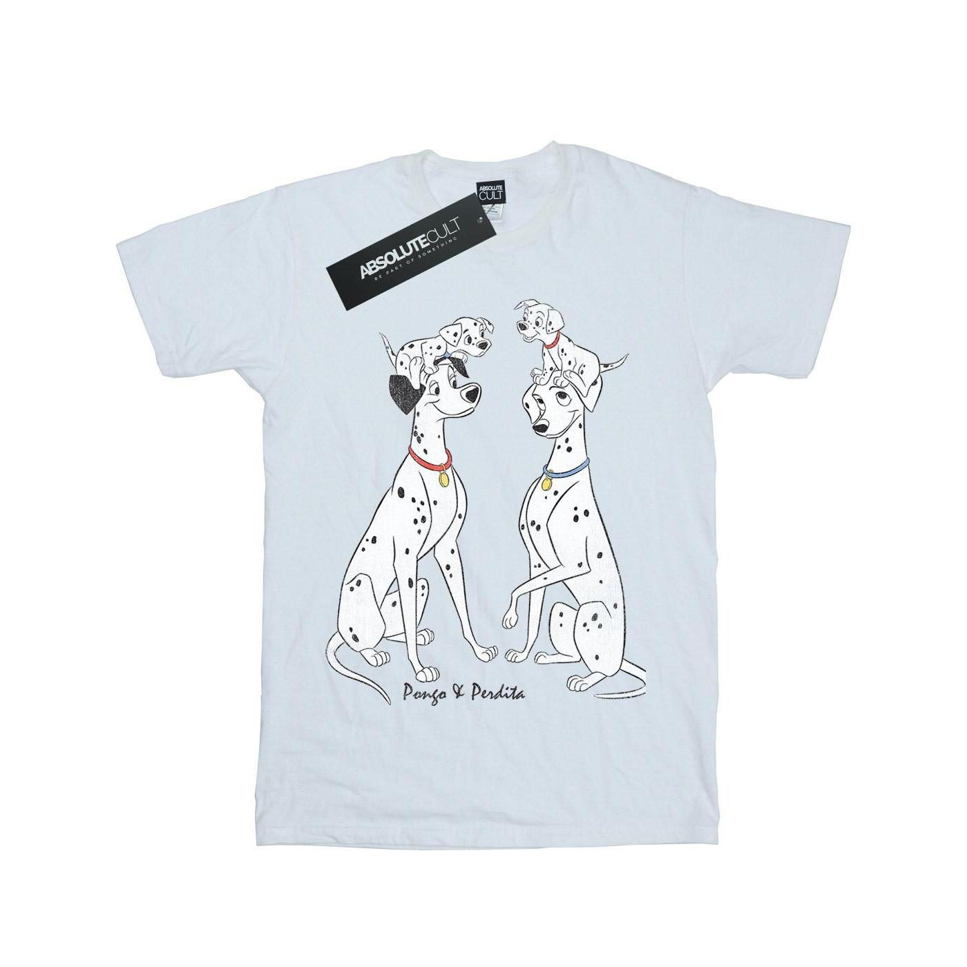 101 Dalmatians Classic Pongo And Perdita Tshirt Jungen Weiss 128 von Disney