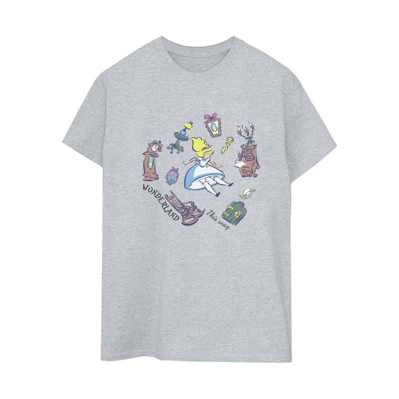 Alice In Wonderland Falling Tshirt Damen Grau XXL von Disney