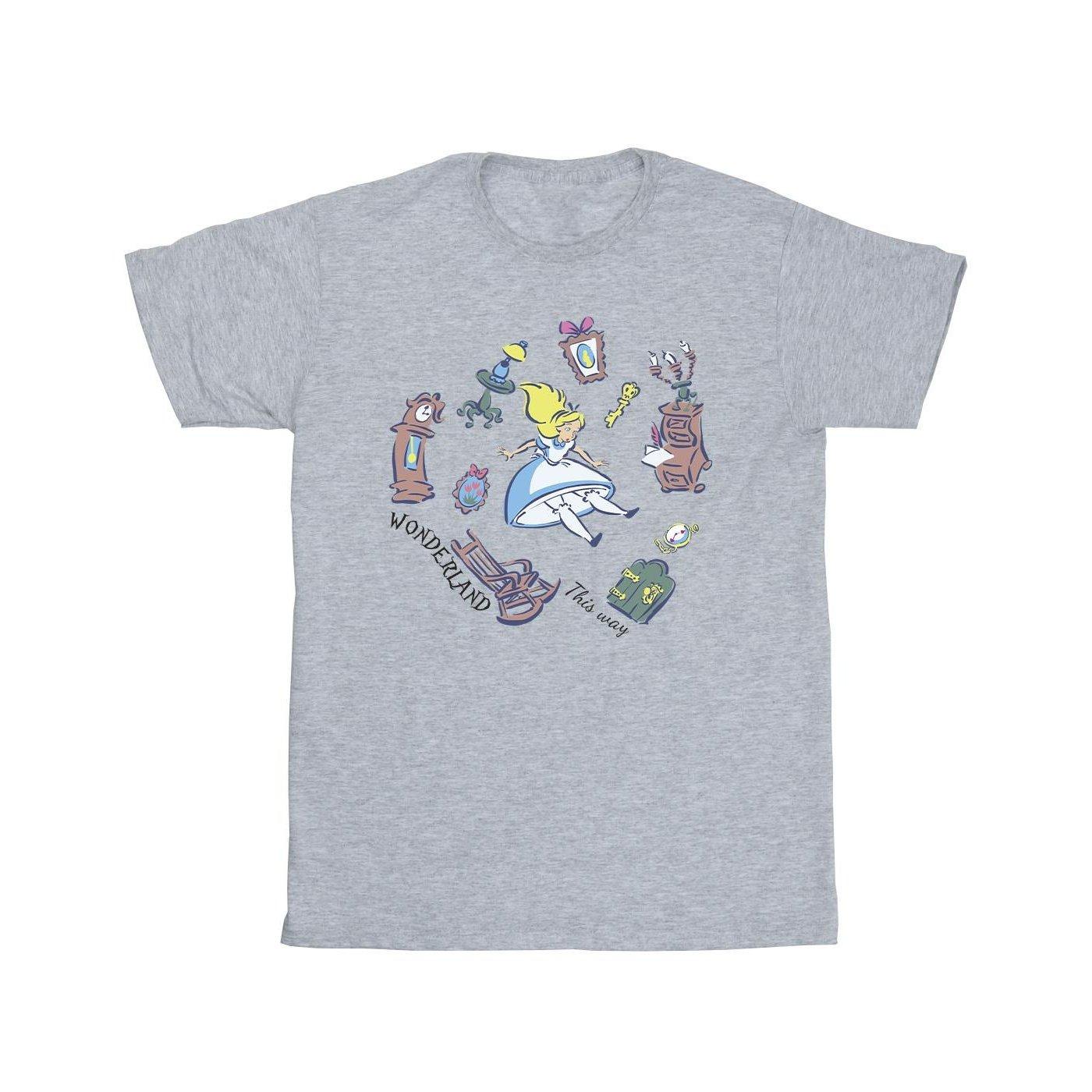 Alice In Wonderland Falling Tshirt Herren Grau L von Disney