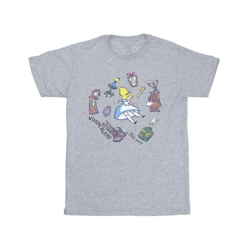 Alice In Wonderland Falling Tshirt Herren Grau XXL von Disney