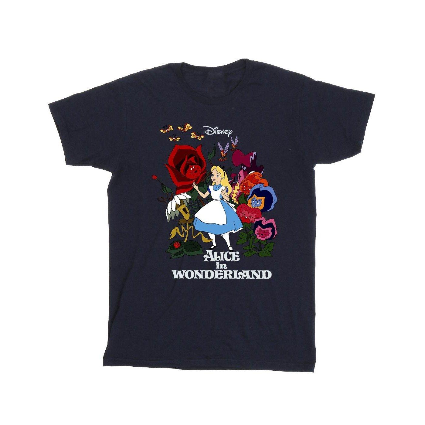 Alice In Wonderland Flowers Tshirt Herren Marine 3XL von Disney