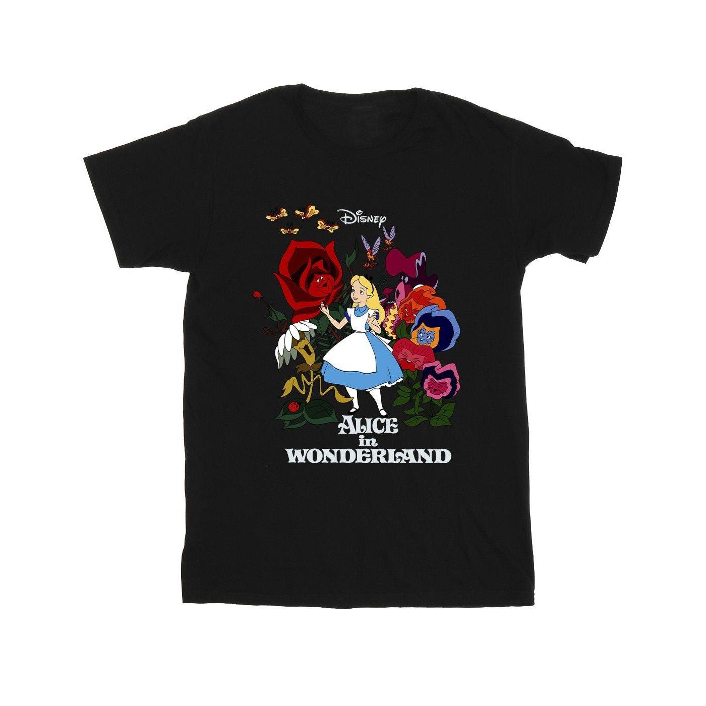 Alice In Wonderland Flowers Tshirt Herren Schwarz 4XL von Disney