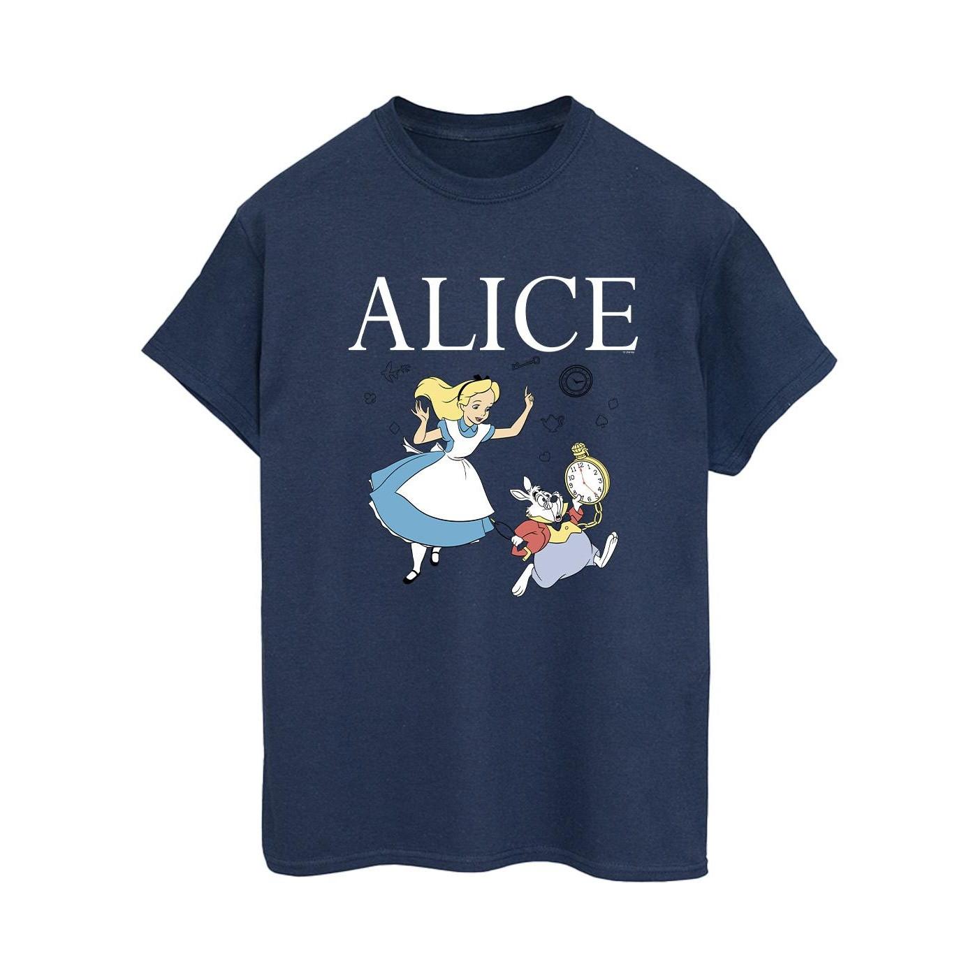 Alice In Wonderland Follow The Rabbit Tshirt Damen Marine 4XL von Disney