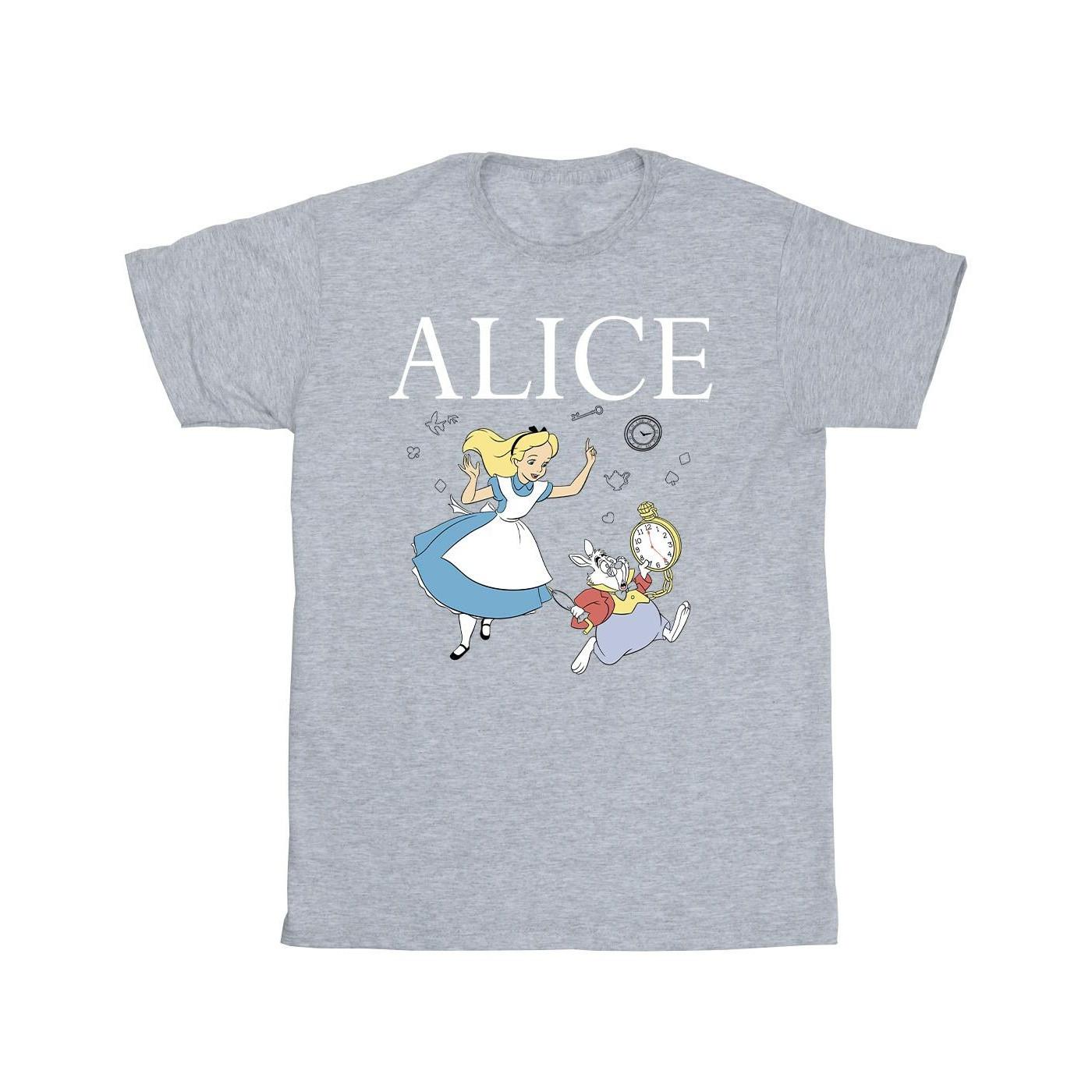 Alice In Wonderland Follow The Rabbit Tshirt Herren Grau 3XL von Disney