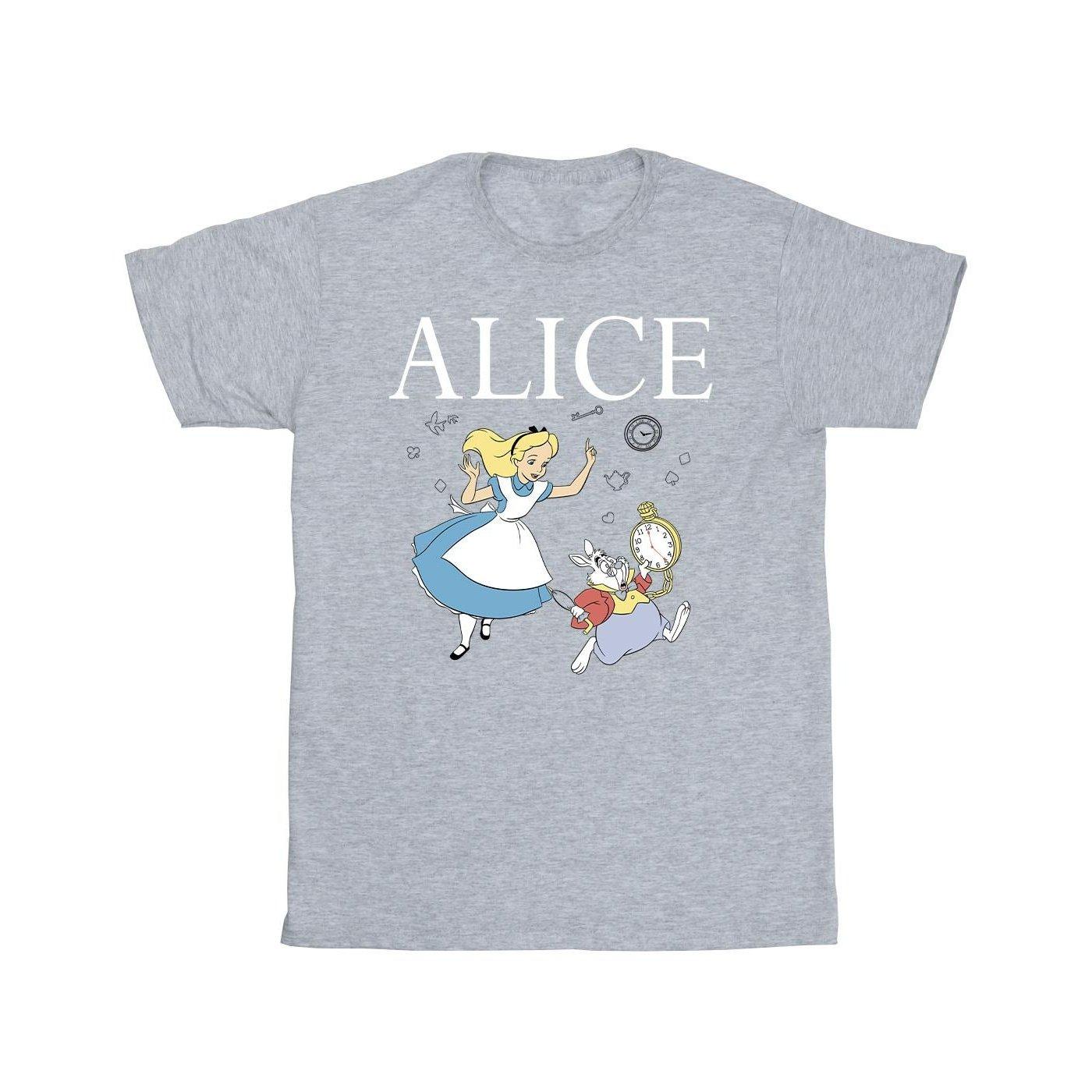 Alice In Wonderland Follow The Rabbit Tshirt Herren Grau 4XL von Disney