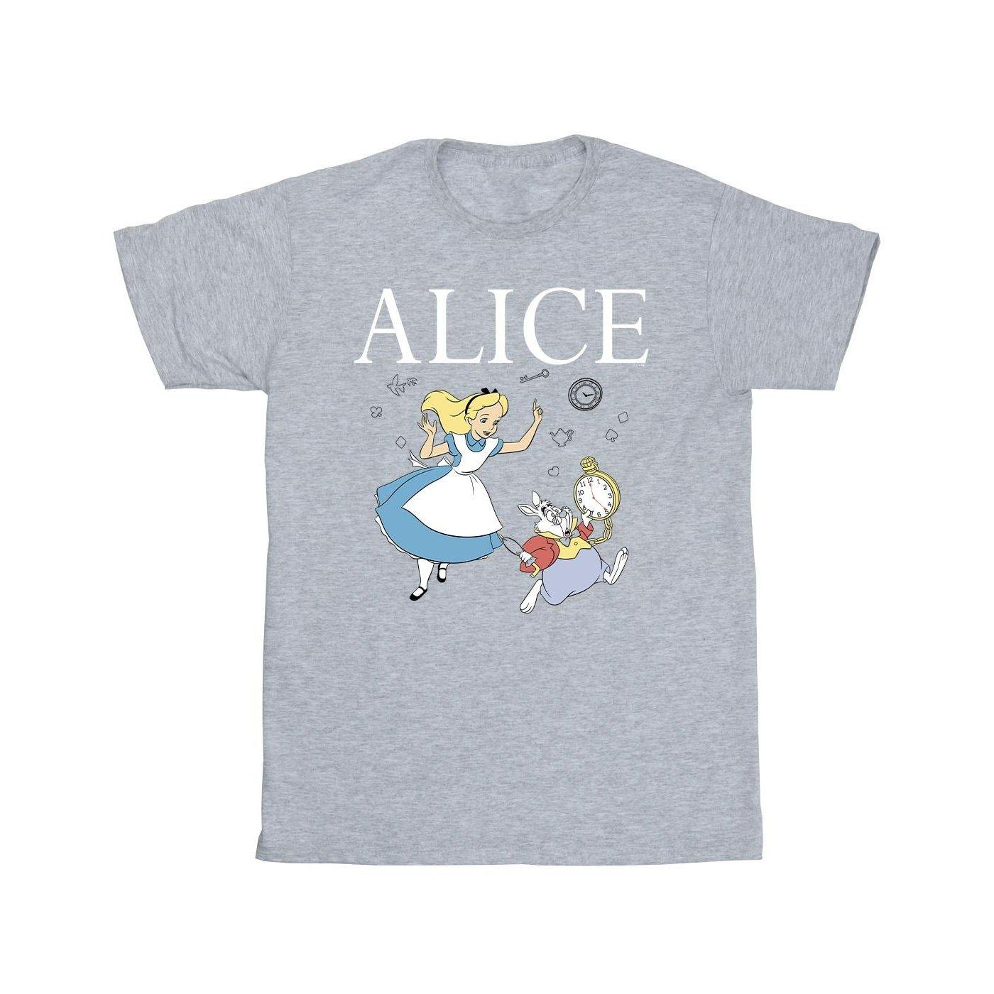 Alice In Wonderland Follow The Rabbit Tshirt Herren Grau 5XL von Disney