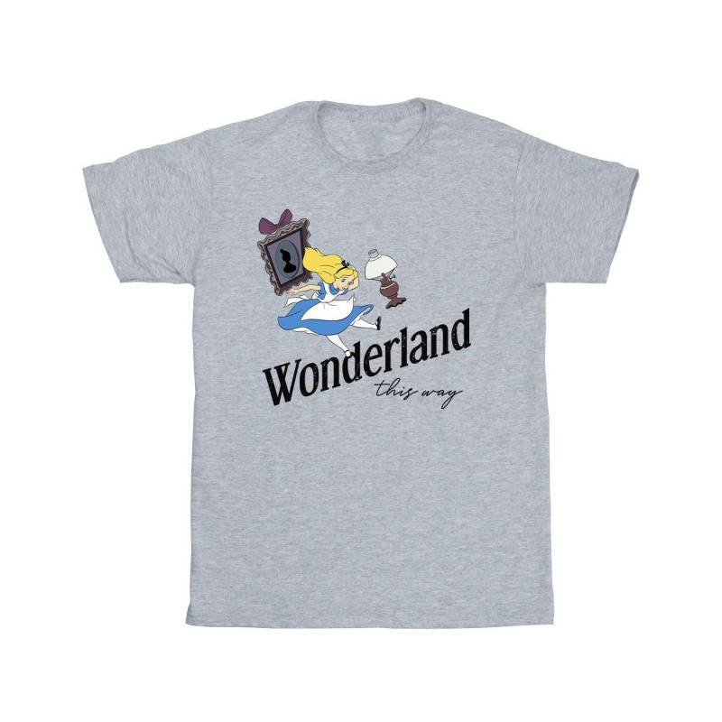 Alice In Wonderland This Way Tshirt Herren Grau 3XL von Disney