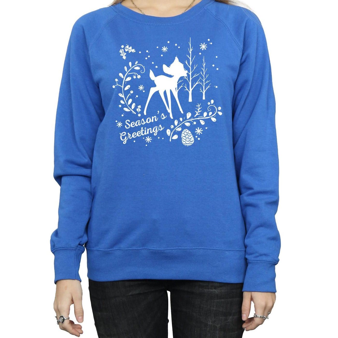 Bambi Christmas Greetings Sweatshirt Damen Königsblau S von Disney