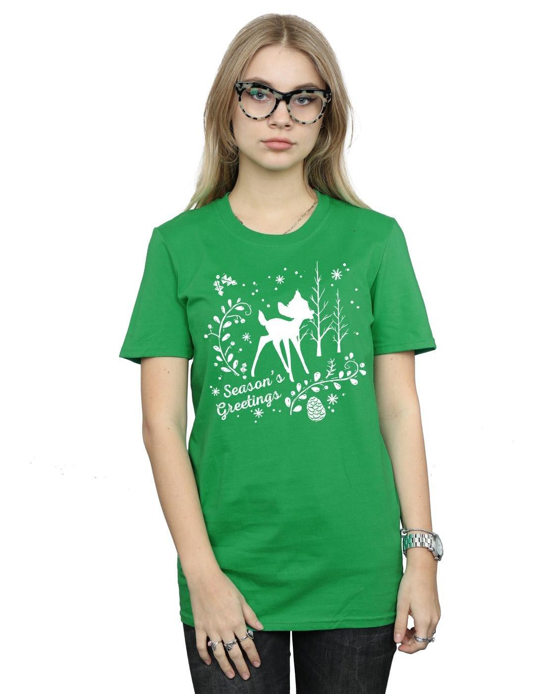 Bambi Christmas Greetings Tshirt Damen Grün XL von Disney