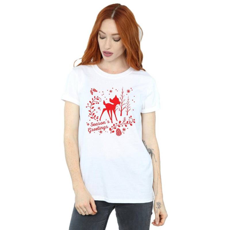 Bambi Christmas Greetings Tshirt Damen Weiss 3XL von Disney