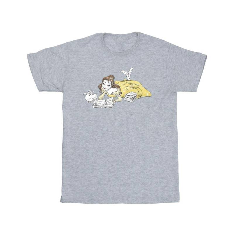 Beauty And The Beast Belle Reading Tshirt Herren Grau XL von Disney