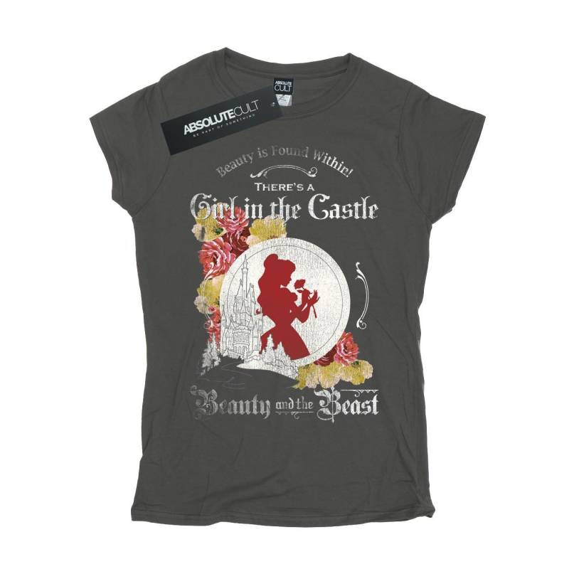 Beauty And The Beast Girl In The Castle Tshirt Damen Charcoal Black L von Disney