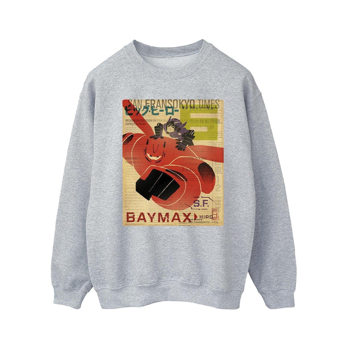 Big Hero 6 Baymax Flying Baymax Newspaper Sweatshirt Herren Grau XL von Disney