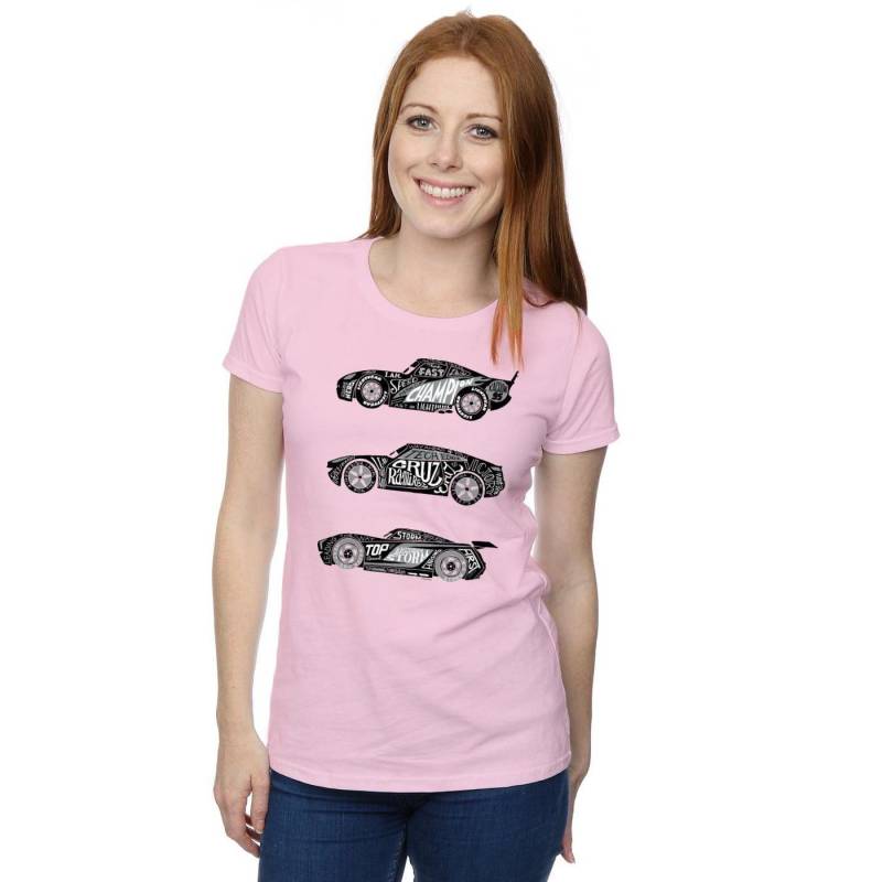 Cars Text Racers Tshirt Damen Pink XL von Disney