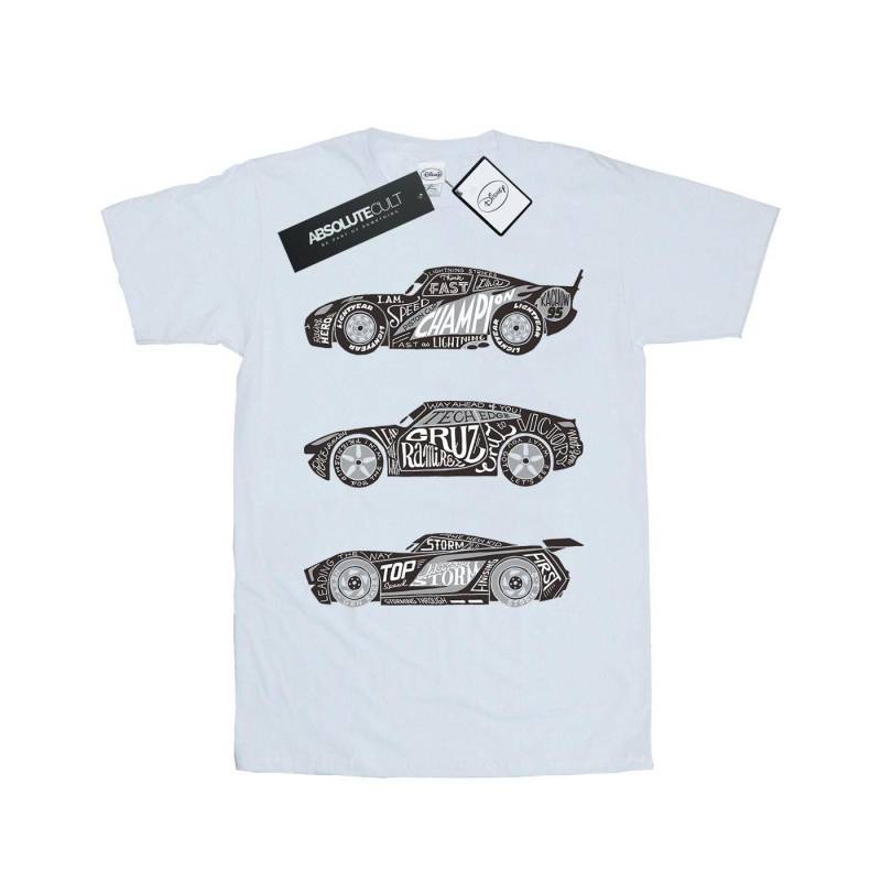 Cars Text Racers Tshirt Damen Weiss S von Disney