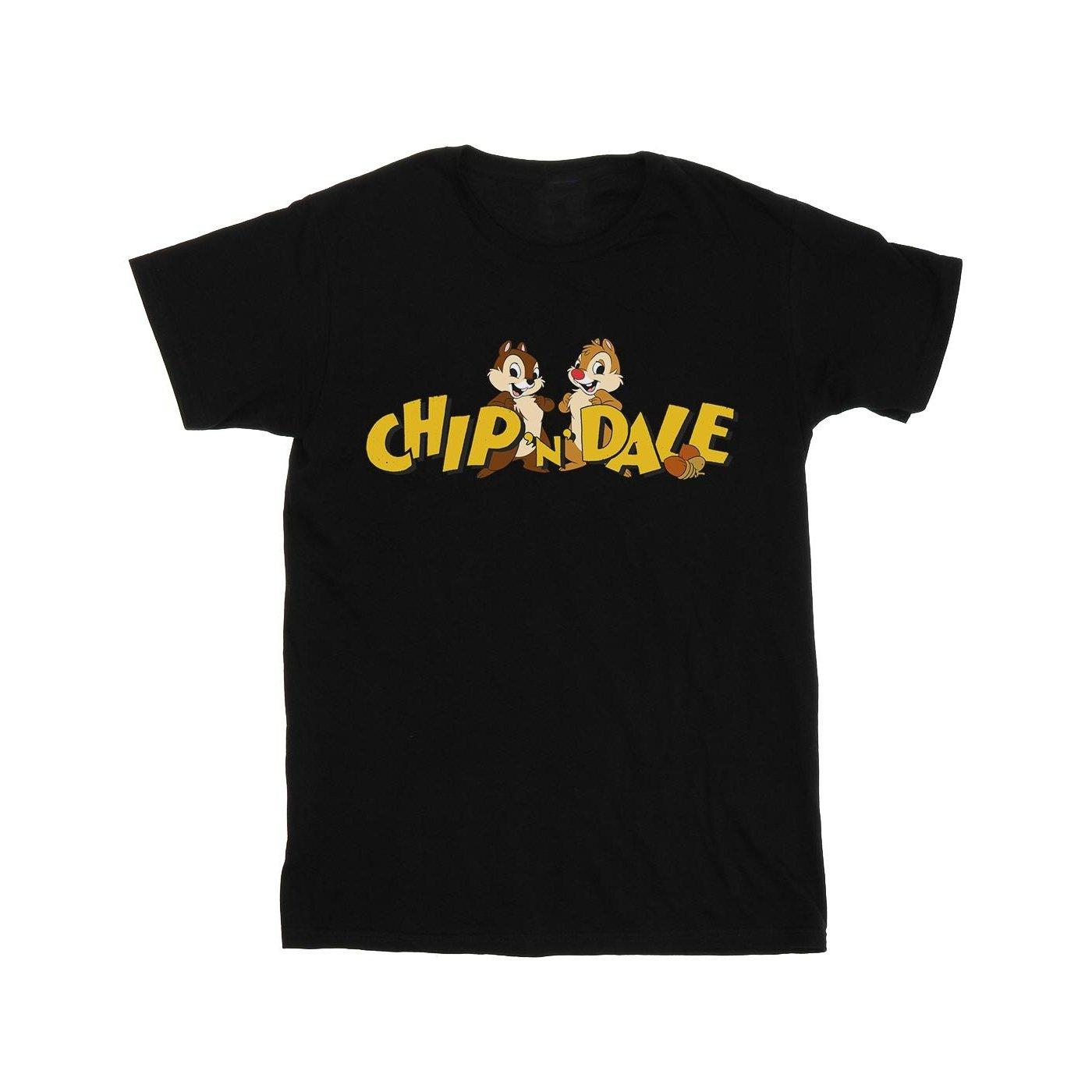 Chip And Dale Character Logo Tshirt Unisex Schwarz 116 von Disney