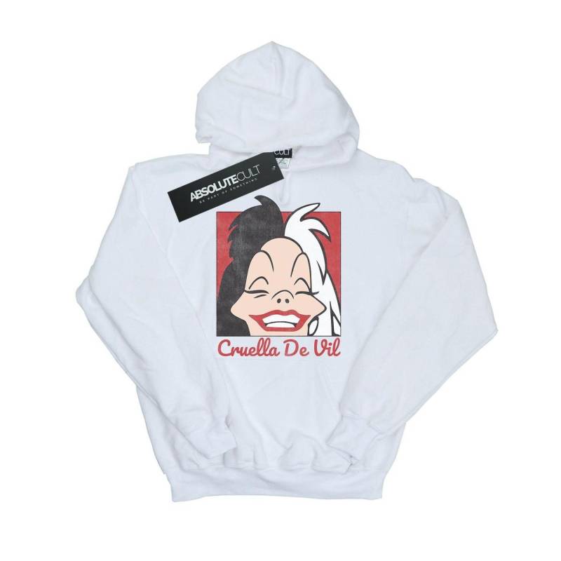 Cruella De Vil Cropped Head Kapuzenpullover Damen Weiss L von Disney