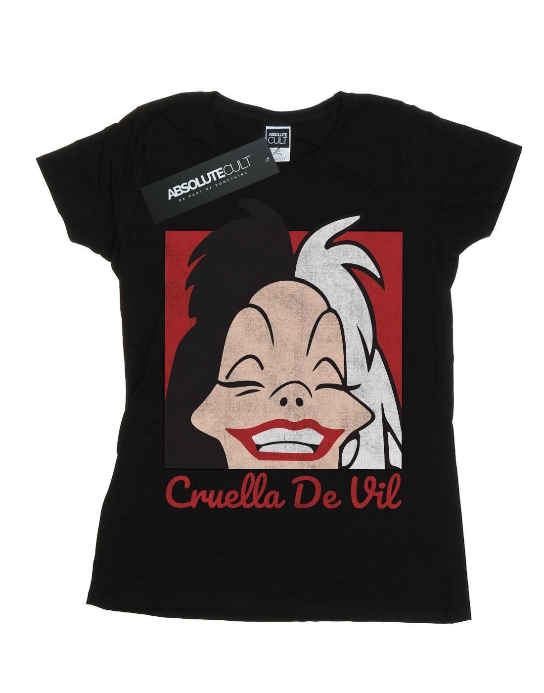 Cruella De Vil Cropped Head Tshirt Damen Schwarz S von Disney
