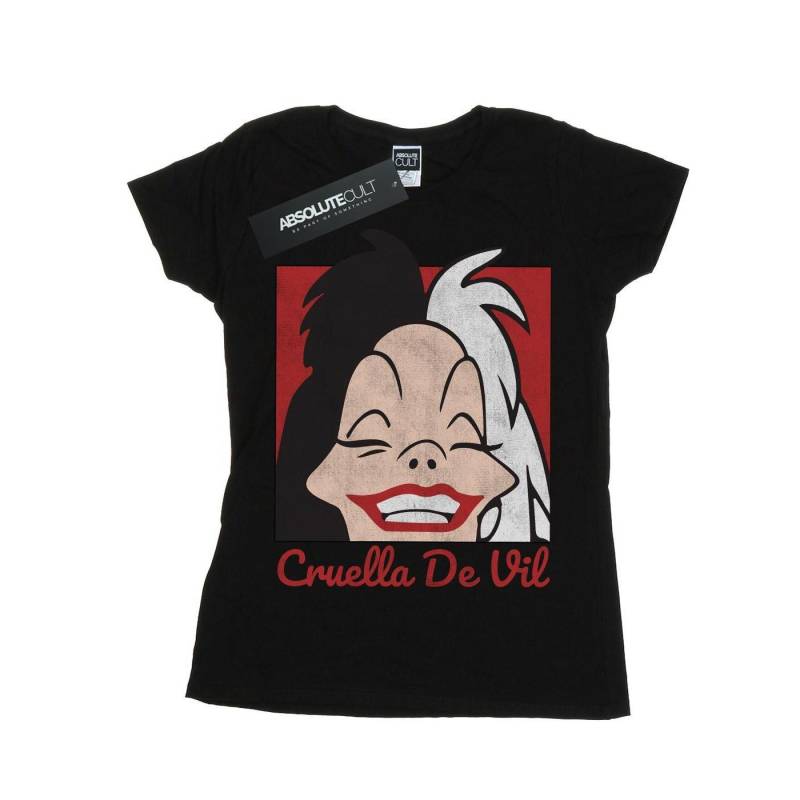 Cruella De Vil Cropped Head Tshirt Damen Schwarz XXL von Disney