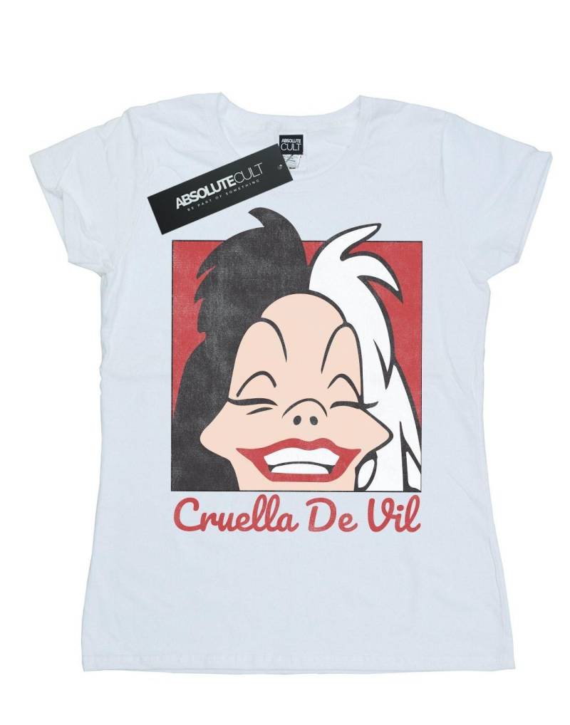 Cruella De Vil Cropped Head Tshirt Damen Weiss S von Disney