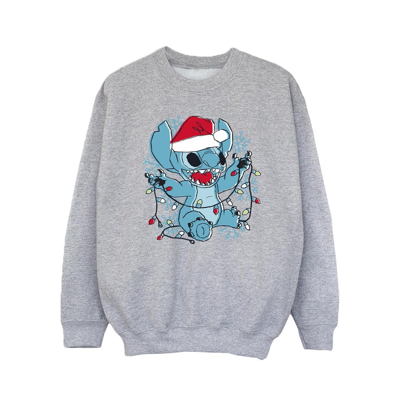 Lilo And Stitch Christmas Lights Sketch Sweatshirt Mädchen Grau 152-158 von Disney