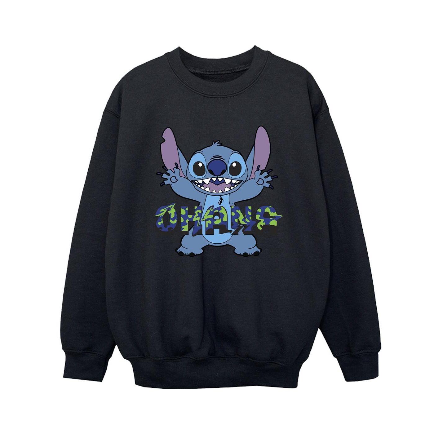 Lilo And Stitch Ohana Blue Glitch Sweatshirt Jungen Schwarz 116 von Disney