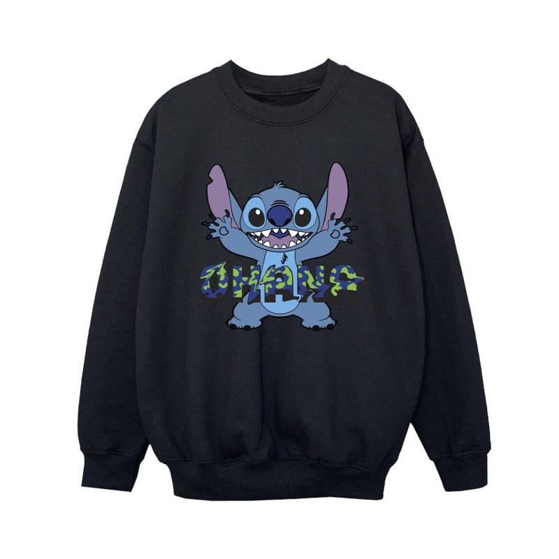 Lilo And Stitch Ohana Blue Glitch Sweatshirt Jungen Schwarz 140/146 von Disney