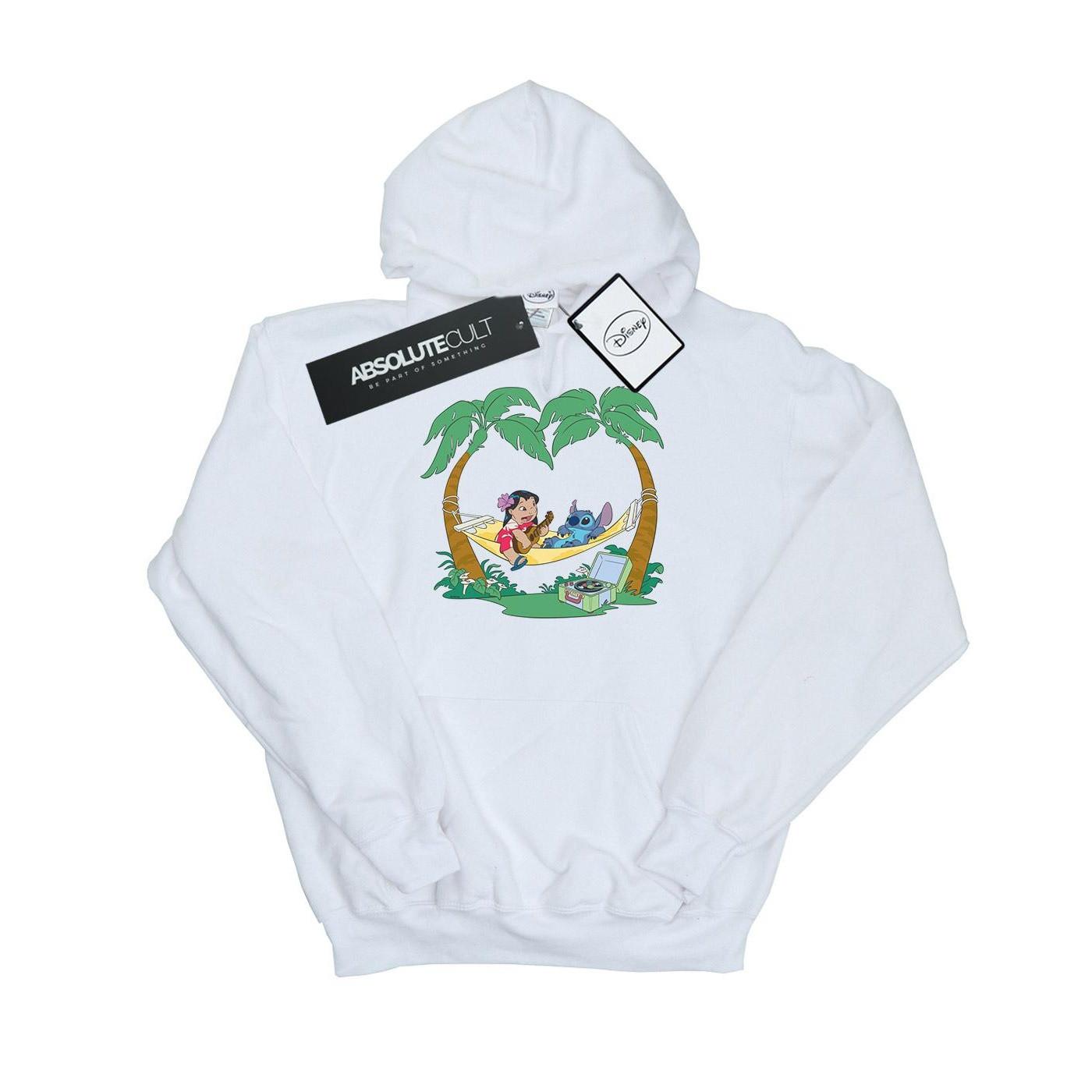 Lilo And Stitch Play Some Music Kapuzenpullover Mädchen Weiss 116 von Disney