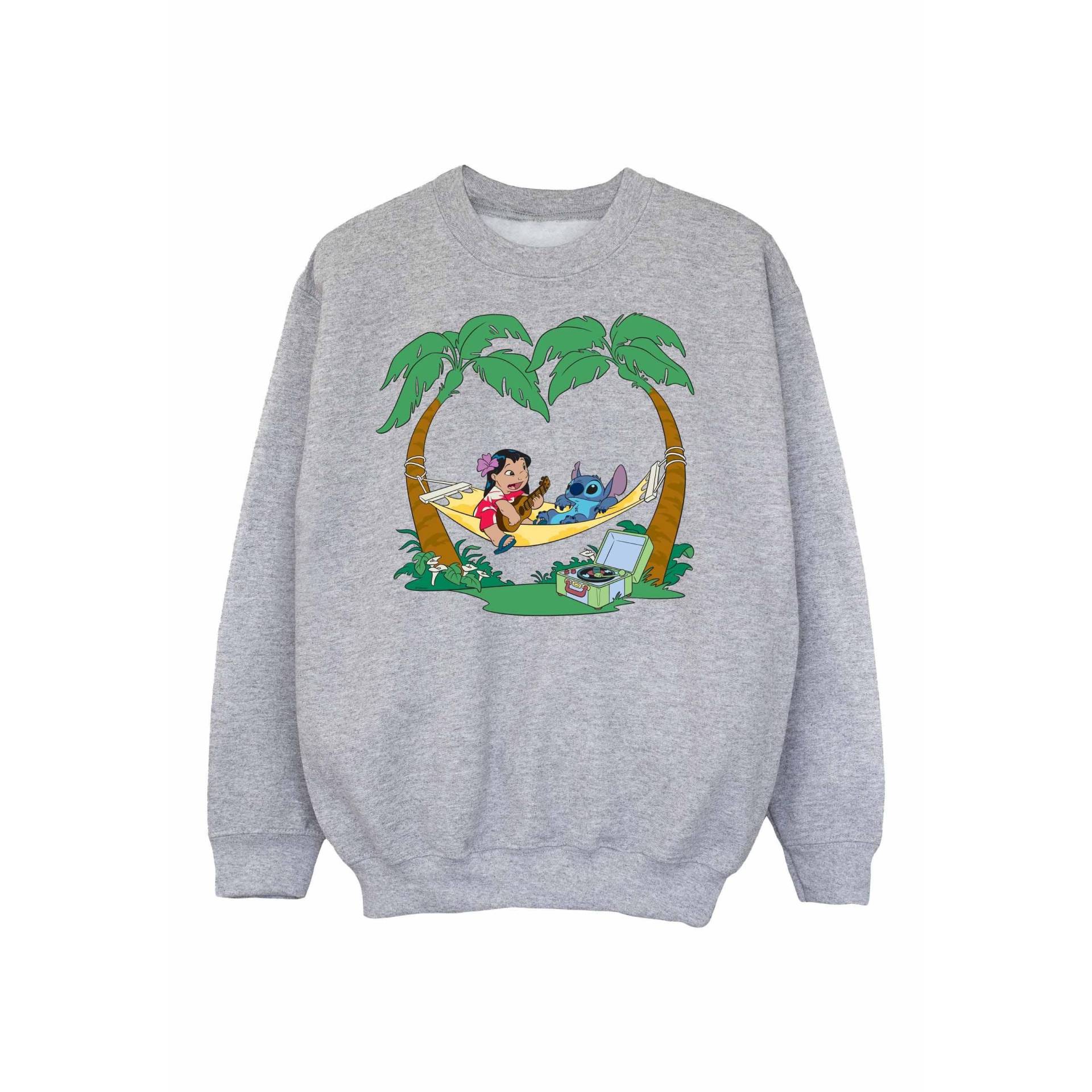 Lilo And Stitch Play Some Music Sweatshirt Mädchen Grau 152-158 von Disney