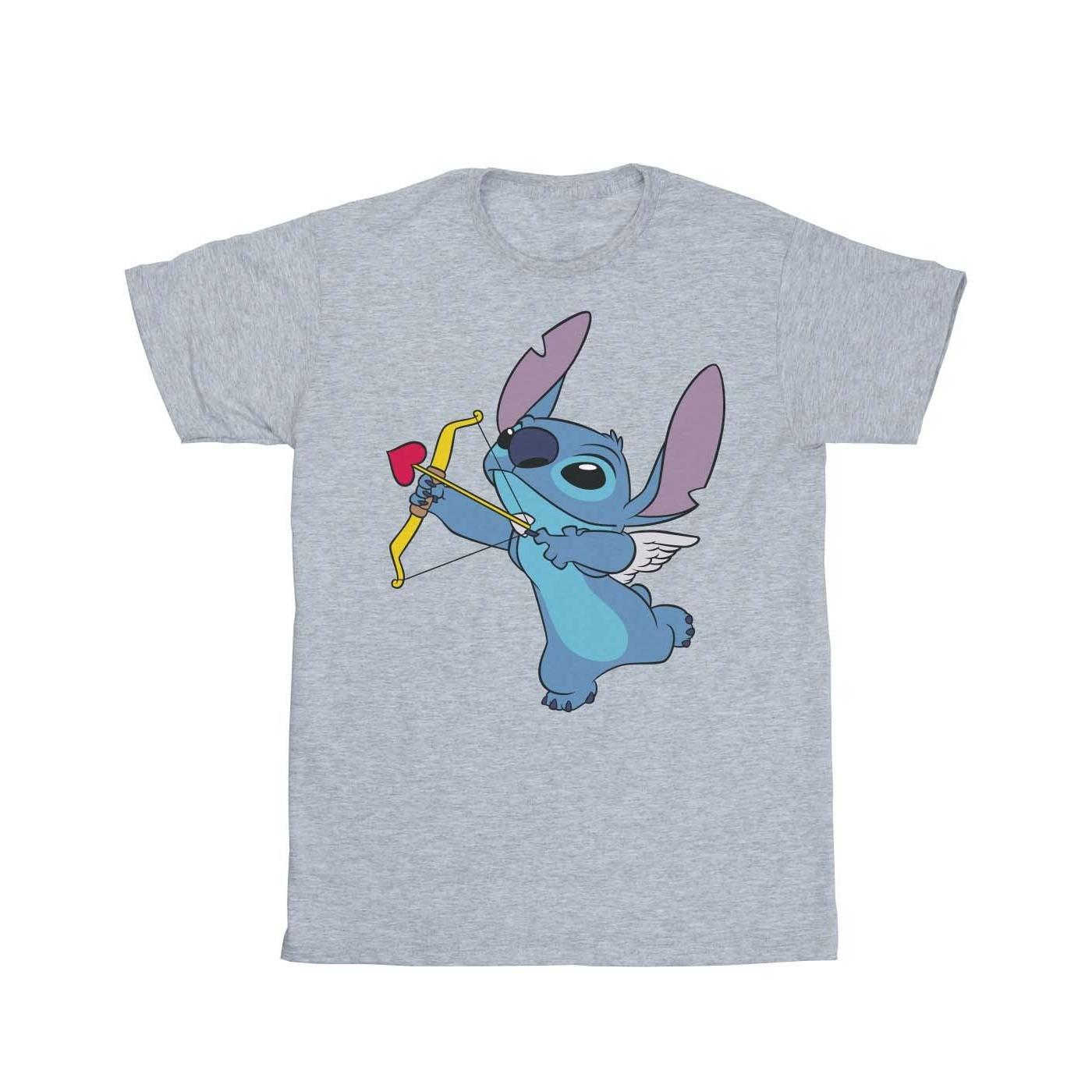 Lilo And Stitch Stitch Cupid Valentines Tshirt Mädchen Grau 104 von Disney