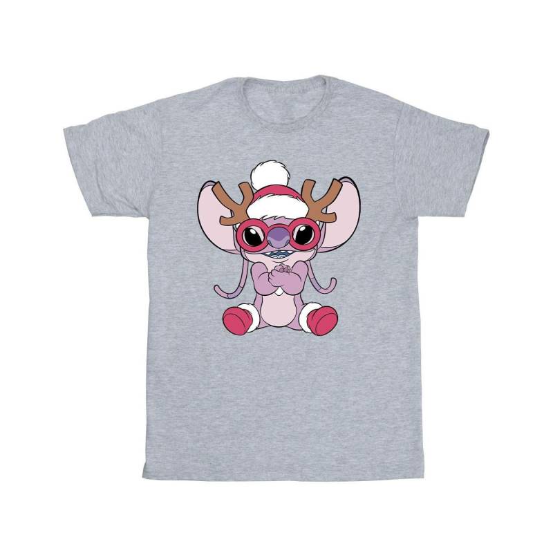 Lilo & Stitch Angel Reindeer Tshirt Mädchen Grau 116 von Disney